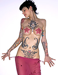 Devilishly hot model of Hegre makes up her mind to pose her tattooed body for you